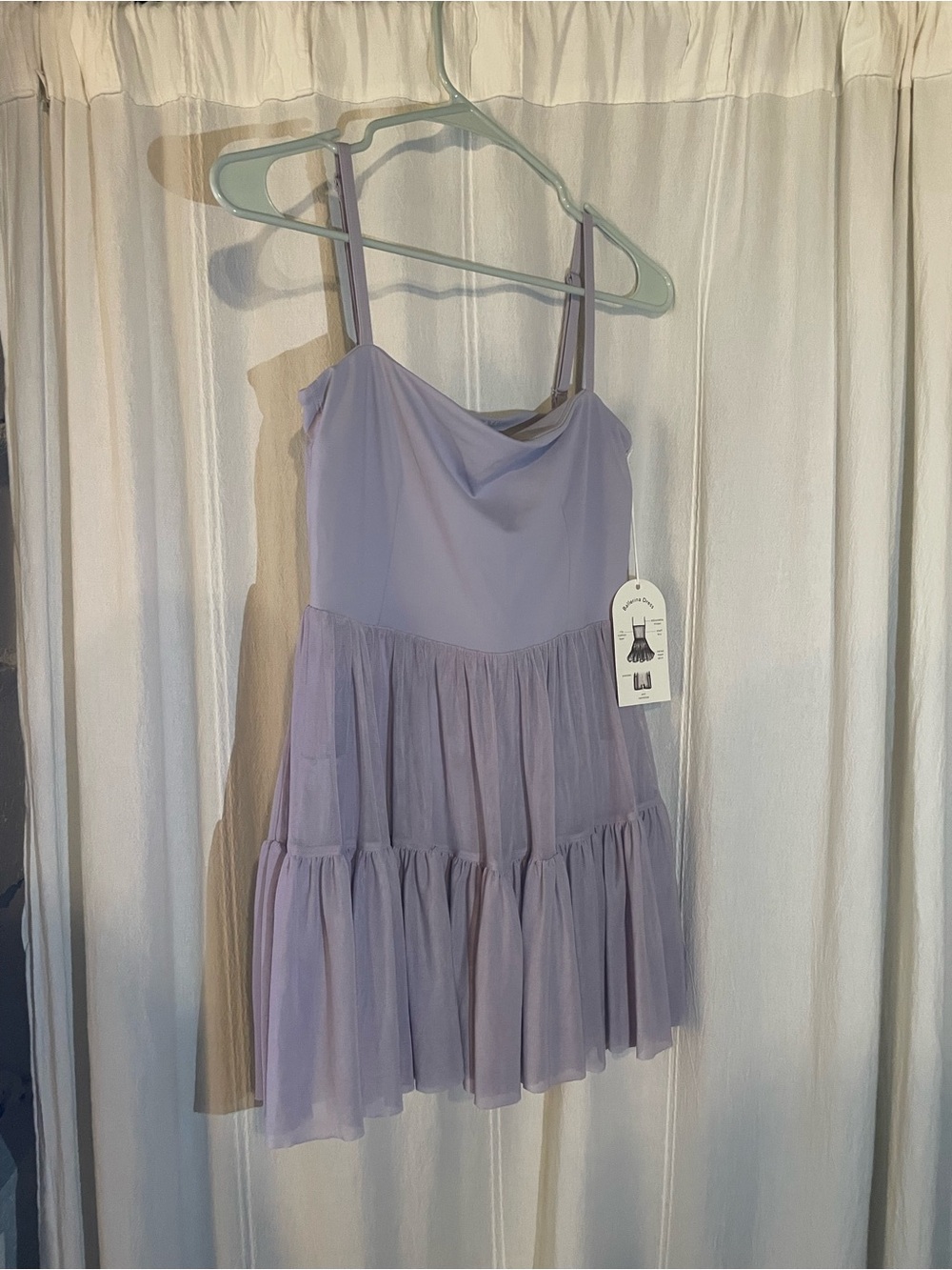 Lilac Tiered Slip Dress with Cowl Neck